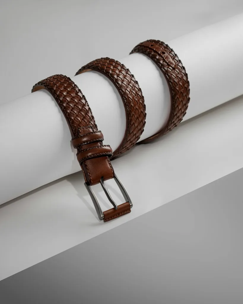 Woven Cognac Belt
